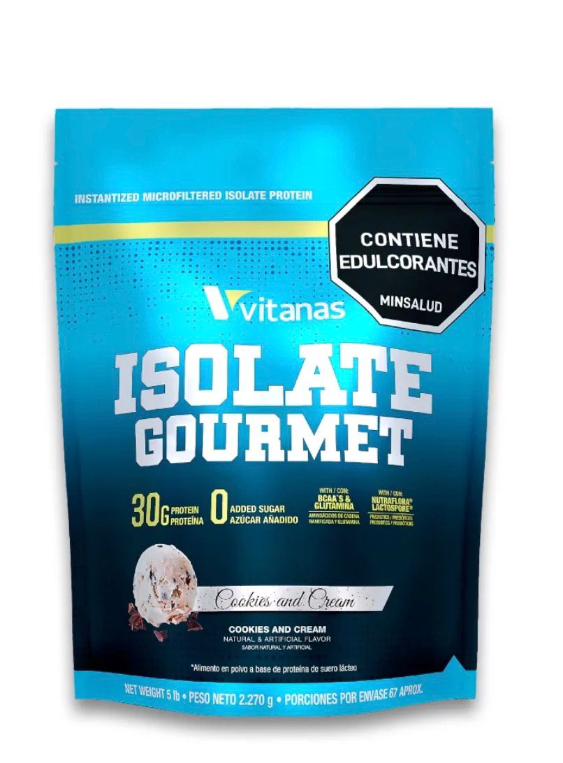 Isolate Gourmet Vitanas - Cookies and Cream 5Lb / 67 Porciones 2.270g