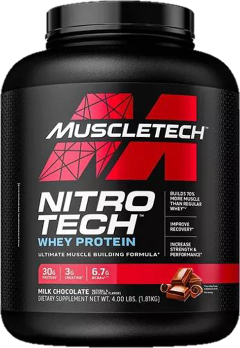 PROTEINA + CREATINA Nitro Tech Whey Protein - Milk Chocolate 4Lb
